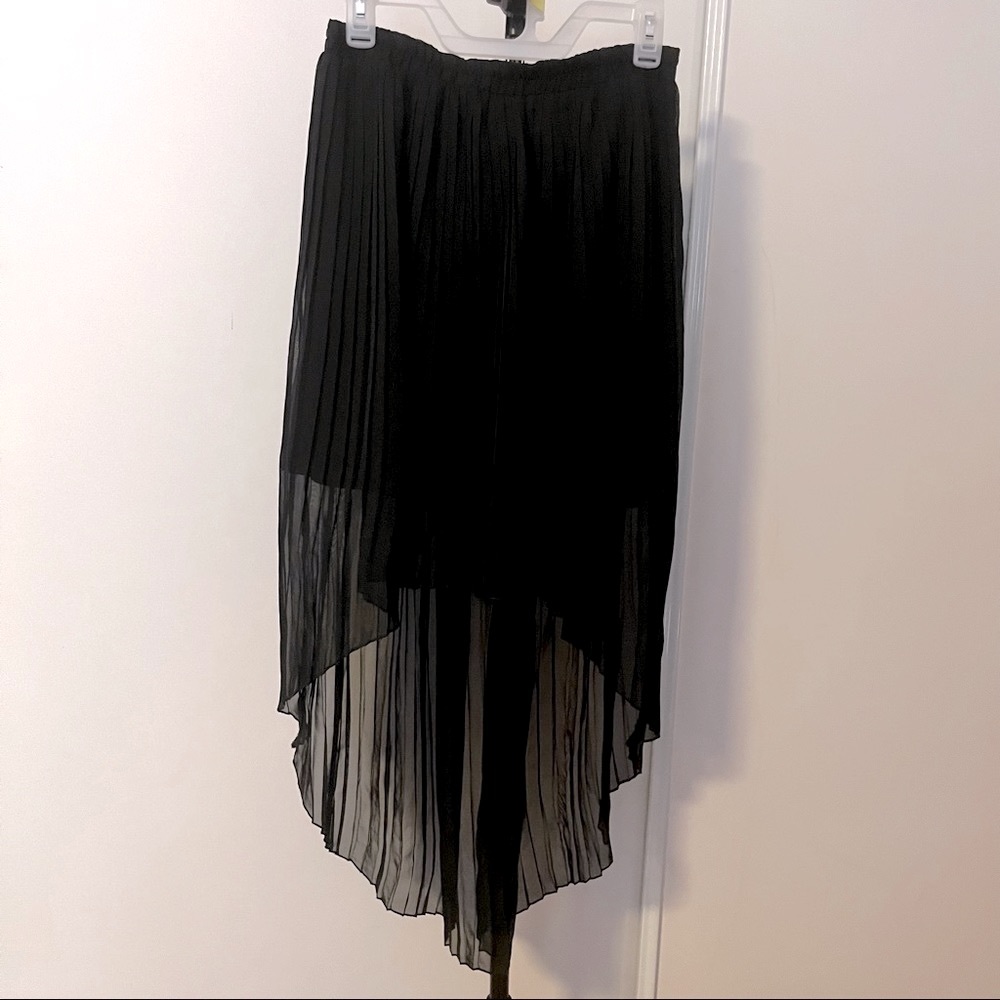 !Sold! Forever 21 Black Pleated Chiffon High Low Maxi Skirt